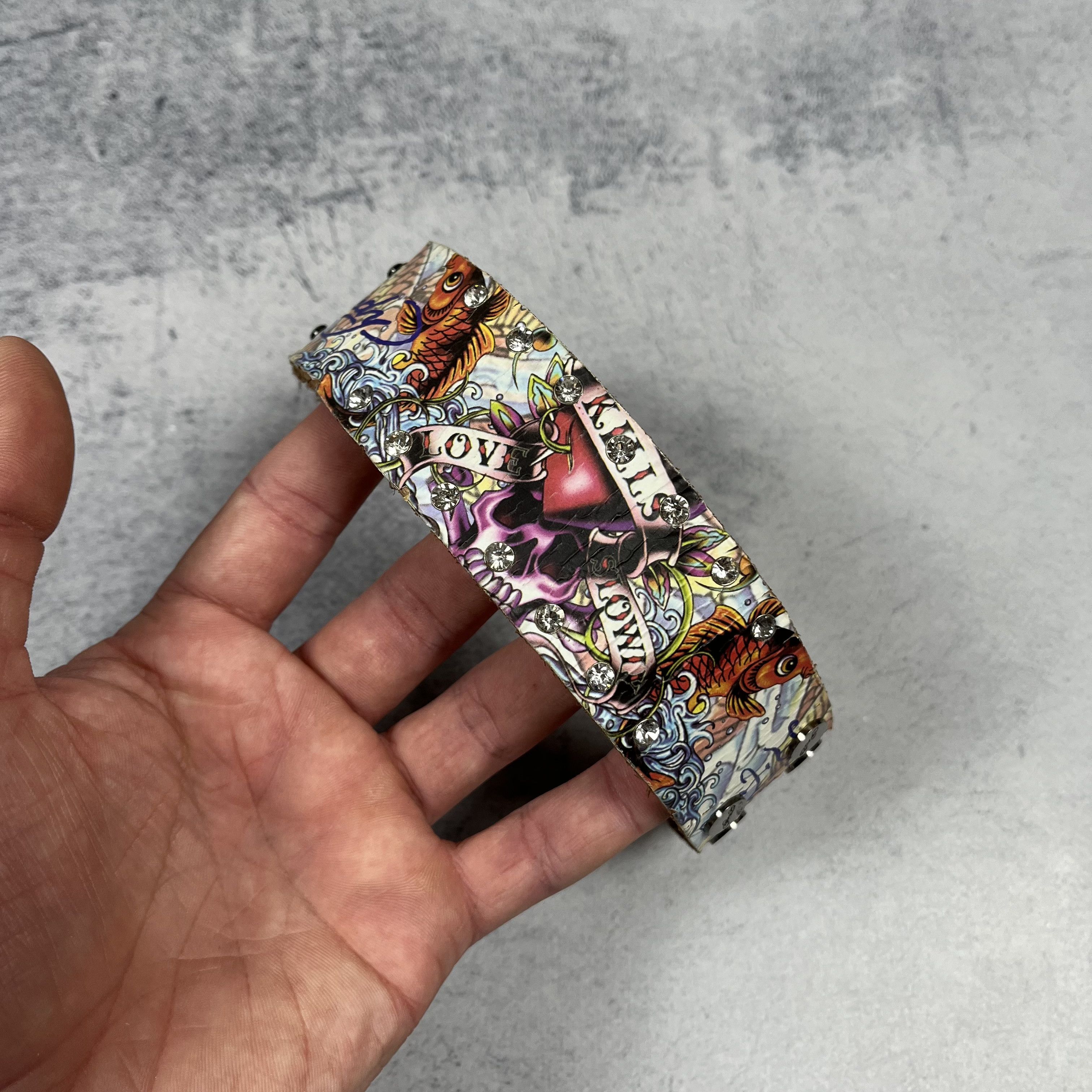 Ed Hardy Vintage Ed Hardy Y2K Tattoo Skulls Leather Bracelet 00’s Size ONE SIZE - 10 Thumbnail