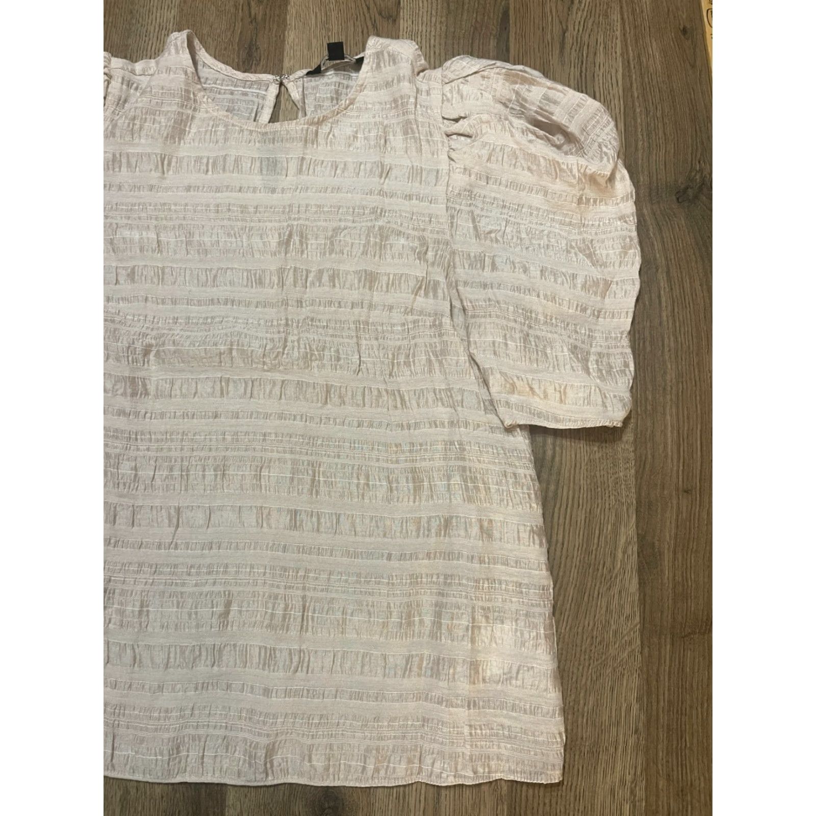 Express Express Shirt Women's Medium, Puff Sleeve, Tan, Brown - Casual T-Shirt, Round Neck, Short Sleeve, Solid, Regular Fit, Express - Womens Size M / US 6-8 / IT 42-44 - 3 Thumbnail