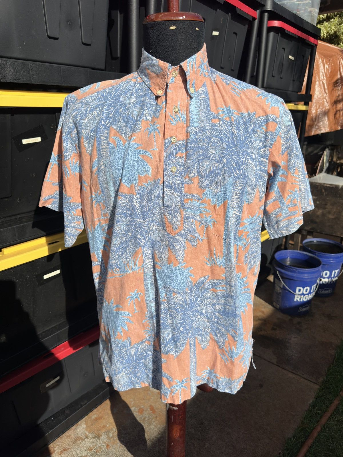 Reyn Spooner PreOwned Reyn Spooner Blue/Orange Hawaiian Print Men's M Size US M / EU 48-50 / 2 - 1 Thumbnail