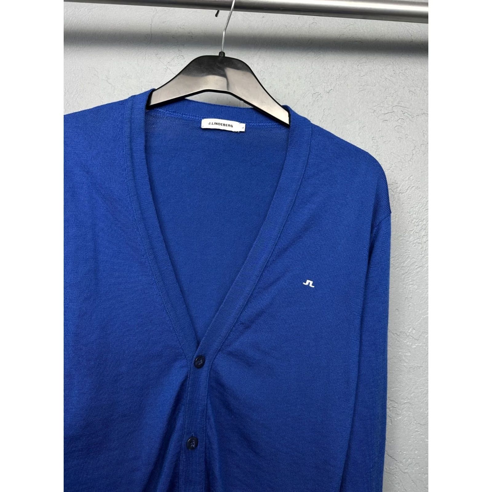 J.Lindeberg J. Lindeberg Mens Merino Wool Cardigan Jumper Sweater Size L Blue Womens Mens Size US L / EU 52-54 / 3 - 2 Thumbnail