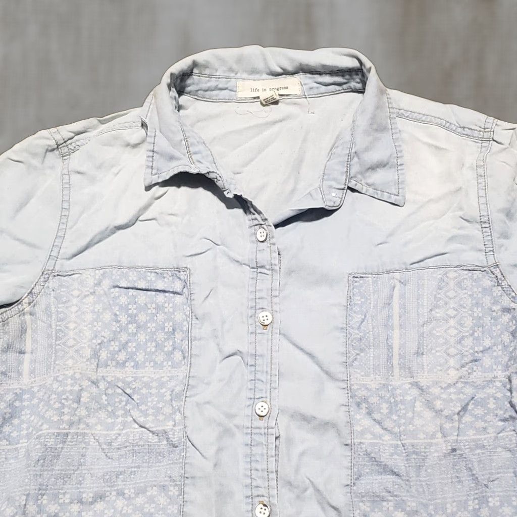 Alife Life in Progress Shirt Women's Medium Blue Button-Up Casual Long Sleeve Size M / US 6-8 / IT 42-44 - 1 Thumbnail