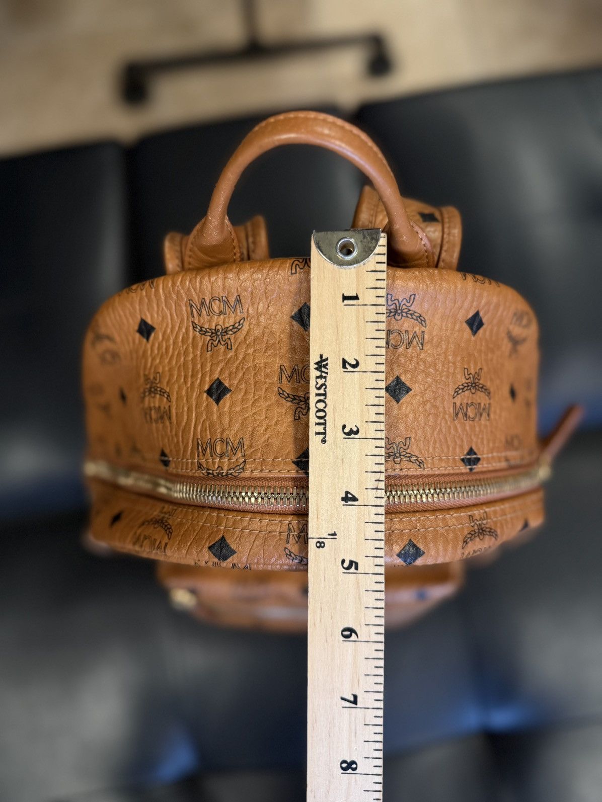 MCM MCM Classic Logo Brown Studs Medium Backpack 🧼 Size ONE SIZE - 23 Thumbnail