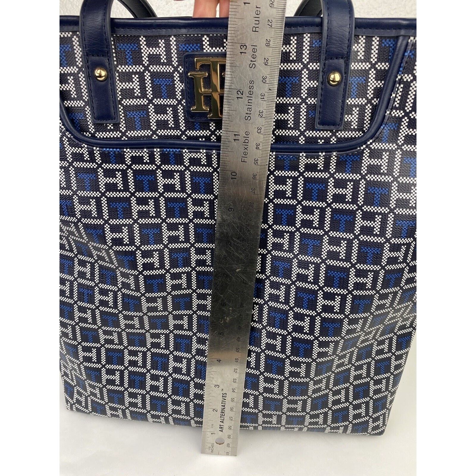 Tommy Hilfiger Tommy Hilfiger Blue Tote Logo Monogram Purse Shoulder Bag Size ONE SIZE - 20 Thumbnail