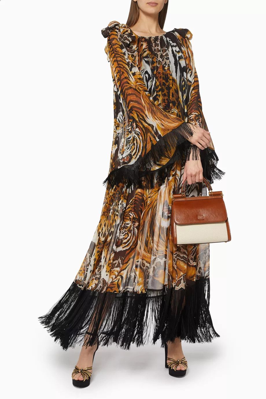 Dolce & Gabbana o1y0825 Tiger-Print Maxi Dress in Multicolor Size S / US 4 / IT 40 - 2 Thumbnail