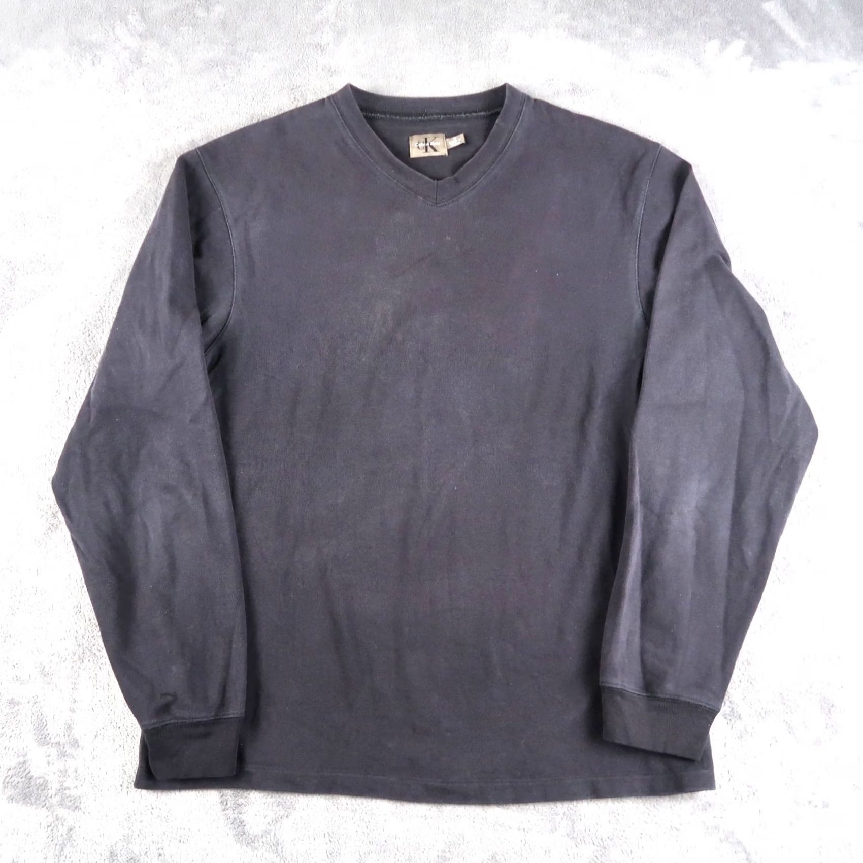 Calvin Klein Calvin Klein T-Shirt Men's Faded Black Long Sleeve V-Neck M Medium Shirt Size US M / EU 48-50 / 2 - 2 Thumbnail