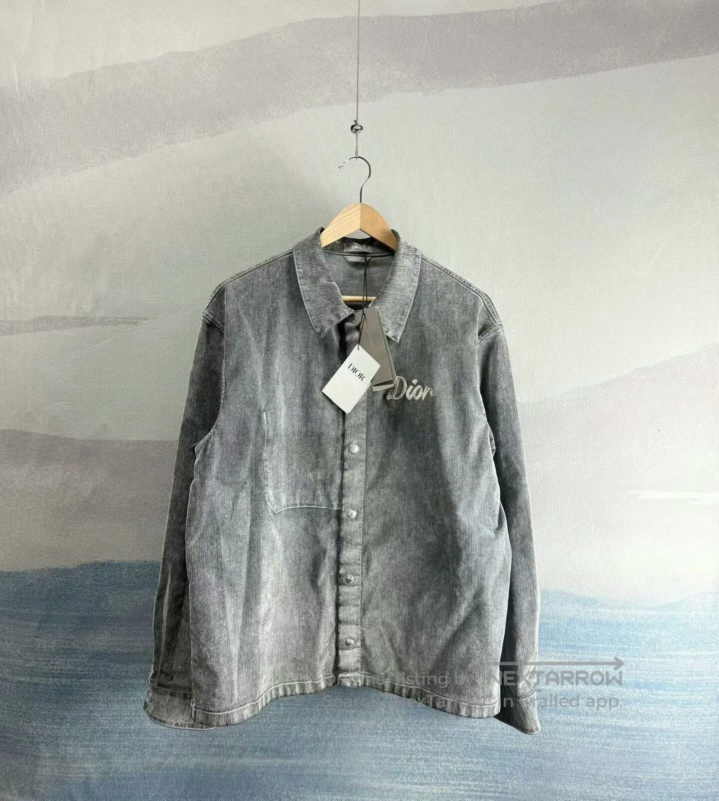 Dior Dior Gray Vintage Velvet Letter Shirt. Size US L / EU 52-54 / 3 - 1 Thumbnail