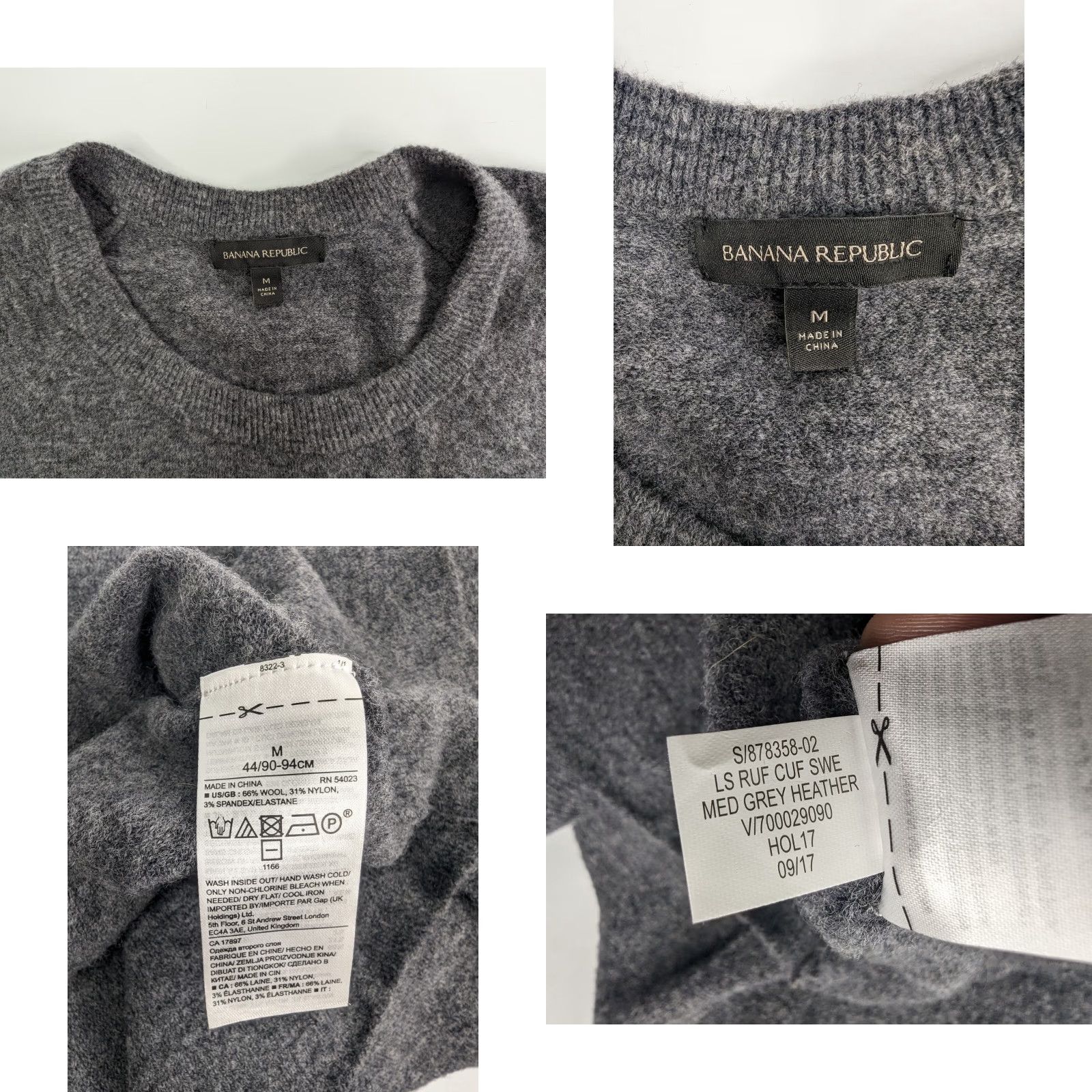 Banana Republic Banana Republic Wool-Blend Sweater Dress Grey Size Medium Ruffle-Cuff Mini Above Knee Womens Size M / US 6-8 / IT 42-44 - 8 Thumbnail