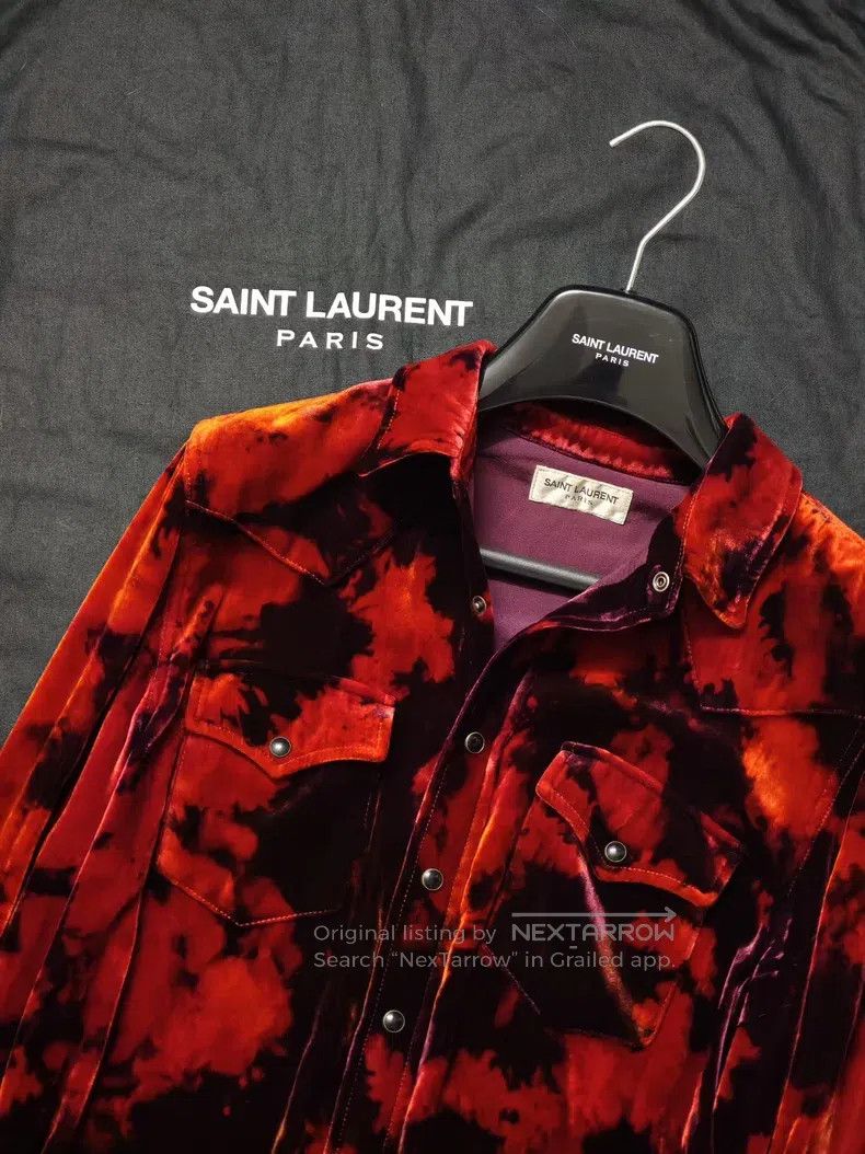Saint Laurent Paris Saint Laurent Paris Velvet Tie-Dye Shirt Size US M / EU 48-50 / 2 - 2 Thumbnail