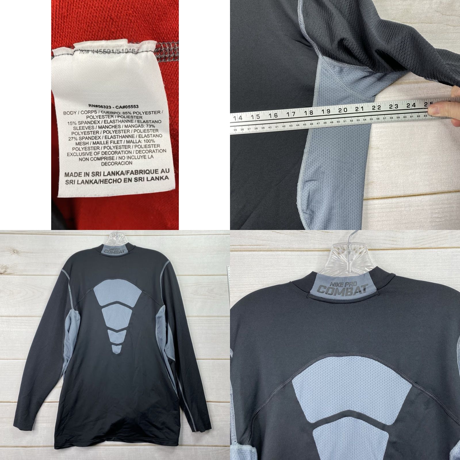 Nike Nike Pro Combat Dri-FIT Shirt Mens XL Black Gray Hyperwarm Long Sleeve Pullover Mock Neck Athletic Activewear Size US XL / EU 56 / 4 - 8 Thumbnail