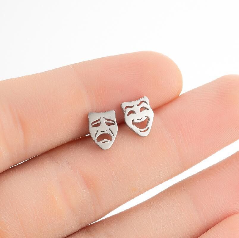 Other Happy Sad Face Nail Stud Earrings Size ONE SIZE - 2 Thumbnail