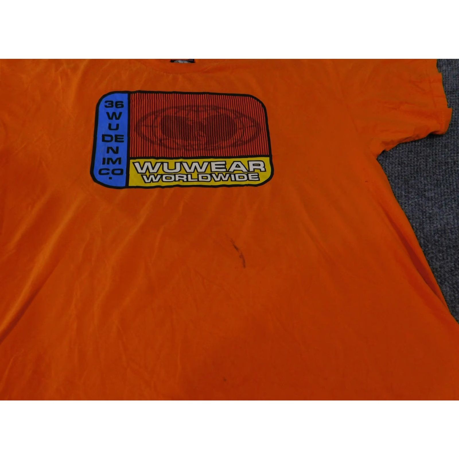 Vintage VINTAGE Wu Wear Shirt Mens XL Orange Graphic Tee Hip Hop 90s Wu Denimes Co WU DENIM CO. (Note: cannot add new info) Size US XL / EU 56 / 4 - 5 Thumbnail