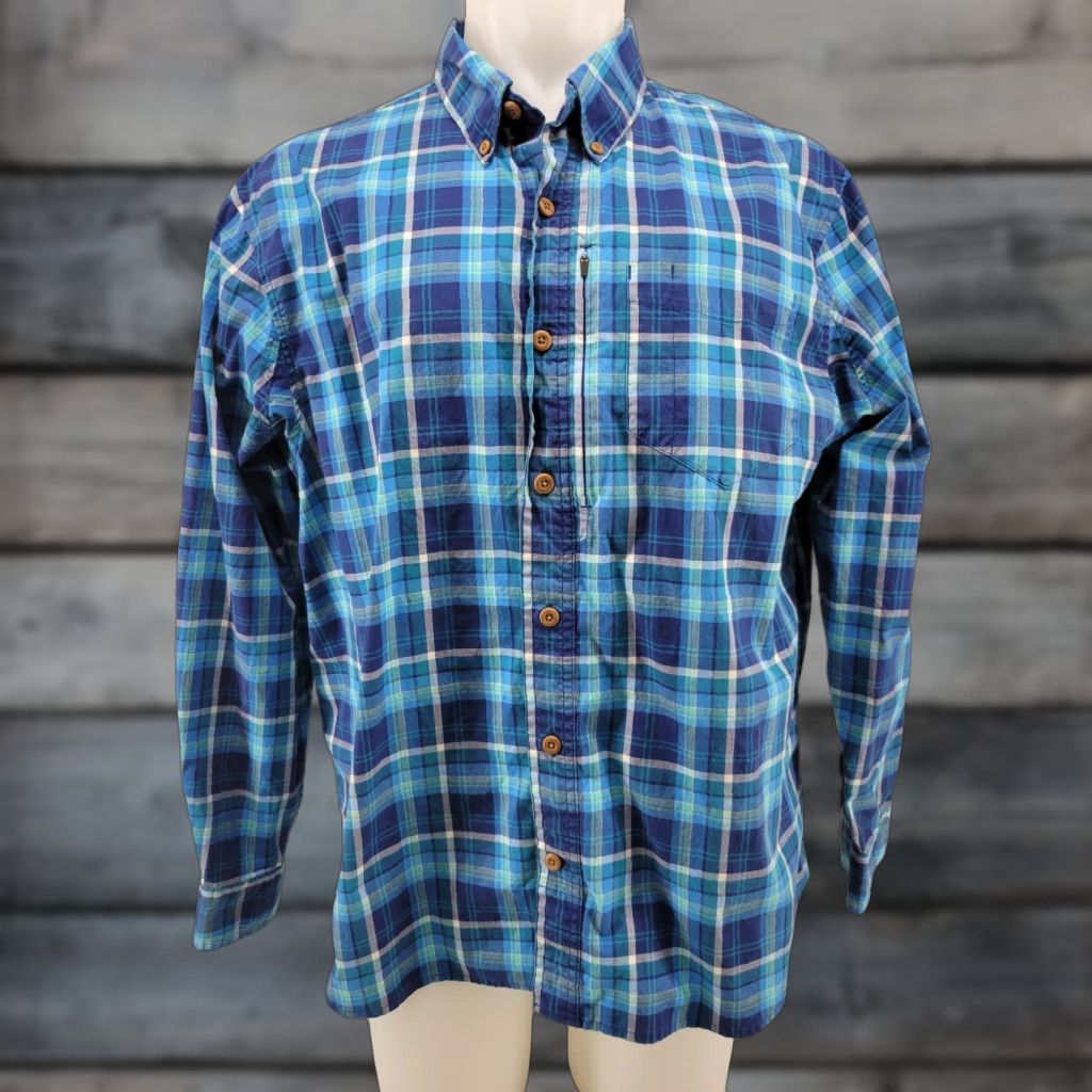 Duluth Trading Company Duluth XL Blue Plaid Shirt Long Sleeve Cotton Blend Button-Up Shirt Men Size US XL / EU 56 / 4 - 1 Thumbnail