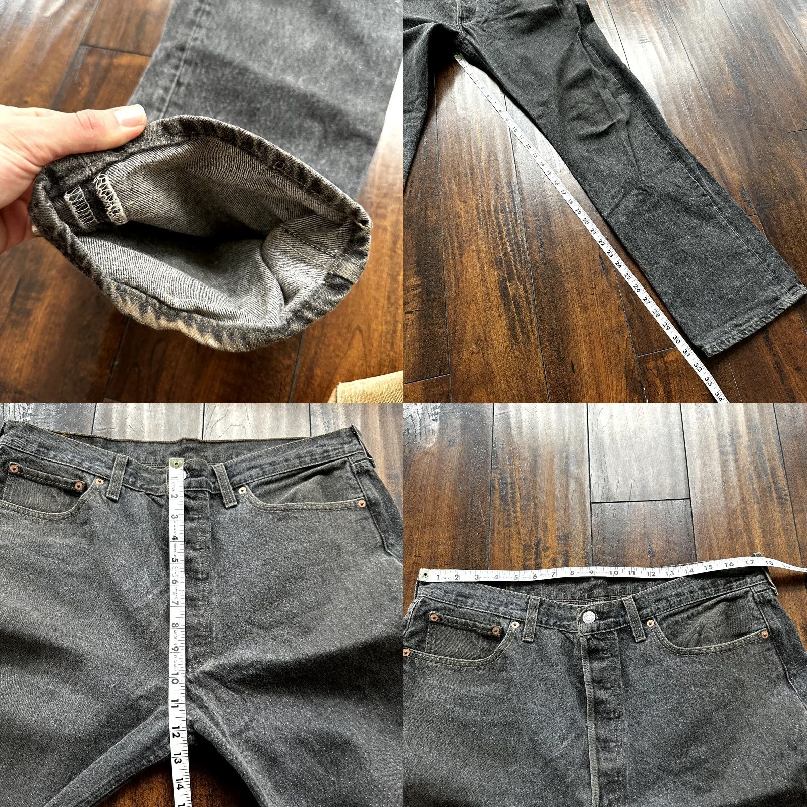 Levi's VINTAGE Levi's 501 Jeans 90s Black Gray Button Fly Adult 38x34 Classic Straight Fit Mens Size US 38 / EU 54 - 8 Thumbnail