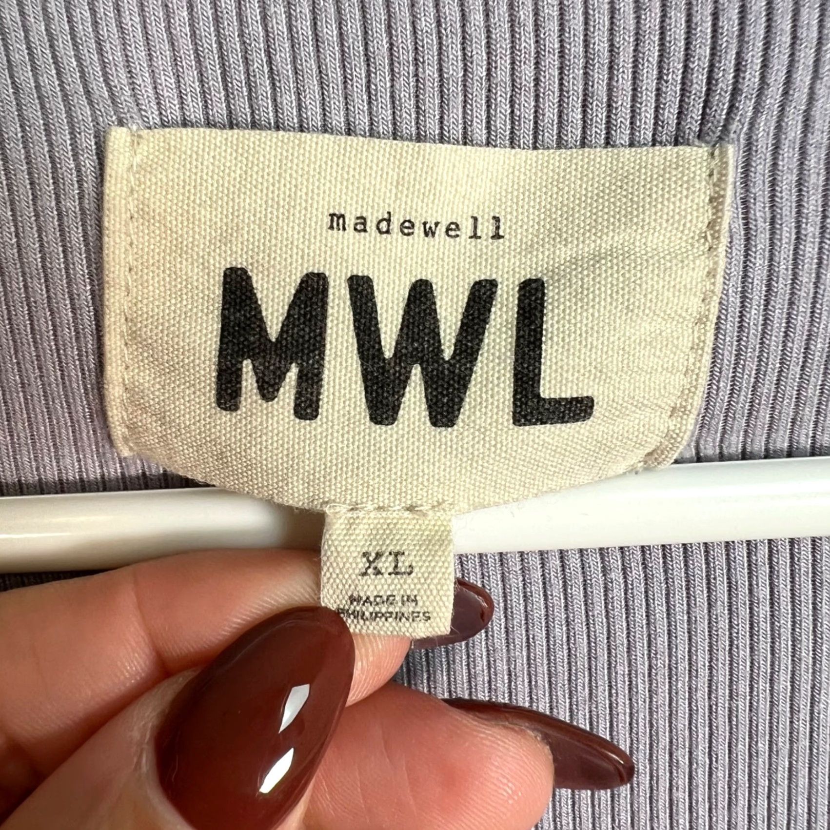 Madewell Madewell Womens Tank Top XL Ribbed Lavender Purple Viscose Elastane Cotton Knit Size XL / US 12-14 / IT 48-50 - 3 Thumbnail