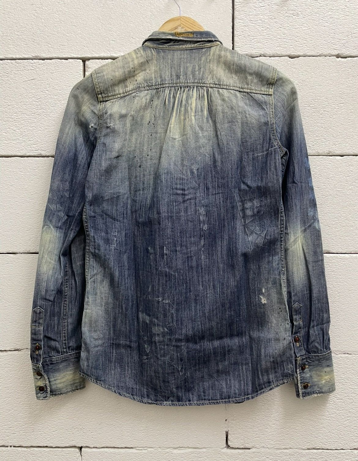 Dsquared2 Rare DSQUARED Denim Shirt Distressed Bleached Argyle Pattern Size M / US 6-8 / IT 42-44 - 8 Thumbnail