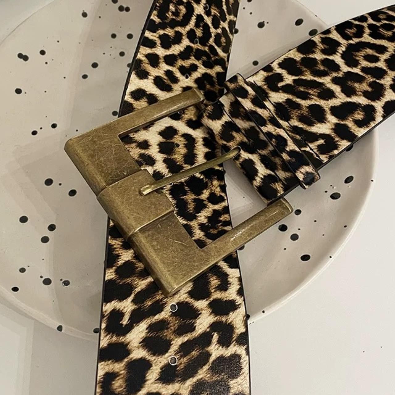 Japanese Brand Y2K Chunky Oversized Buckle Animal Print Boho Belt Size ONE SIZE - 6 Thumbnail