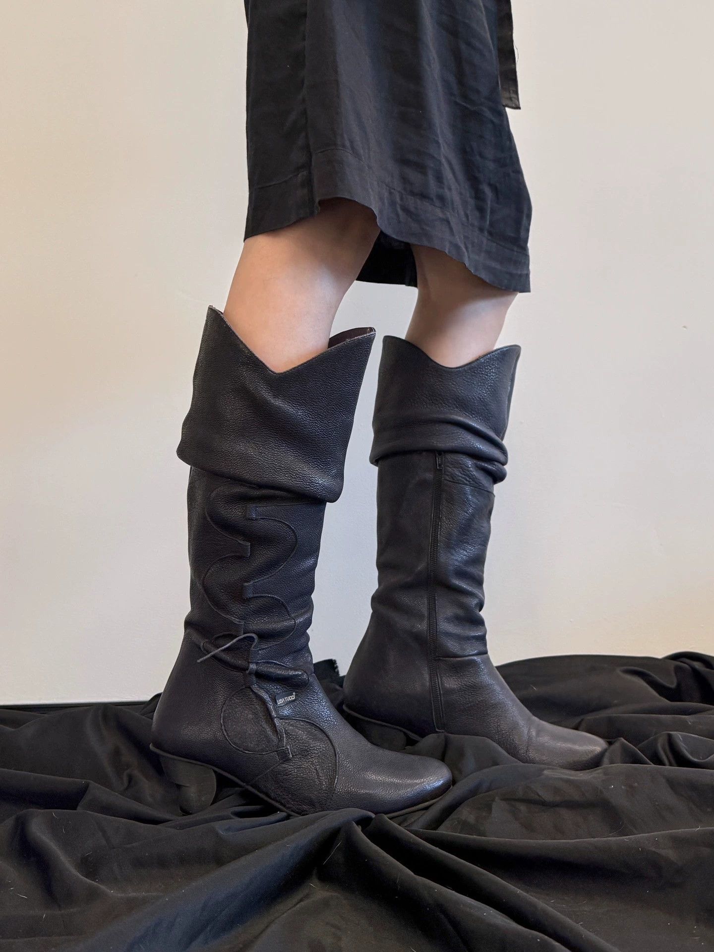Vintage European Vintage Tall Unique Slanted Heel Boots Size 39 Size US 8.5 / IT 38.5 - 3 Thumbnail