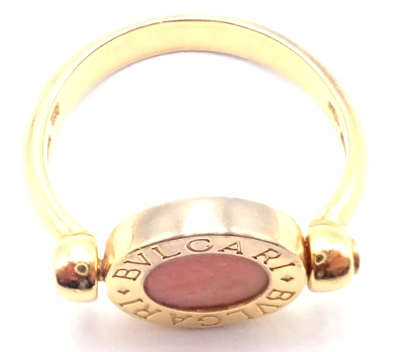 Bvlgari 18k Yellow Gold Coral Black Onyx Flip Ring Size ONE SIZE - 8 Thumbnail
