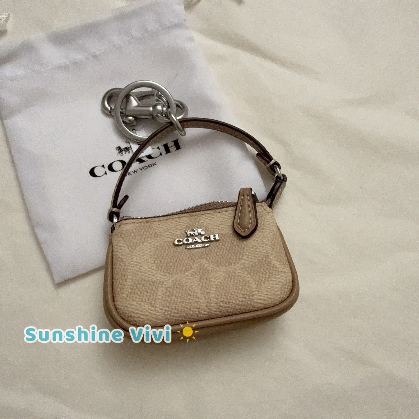 Coach NWT Coach Mini Nolita Bag Charm CX067, Silver/Sand/Taupe Size ONE SIZE - 3 Thumbnail