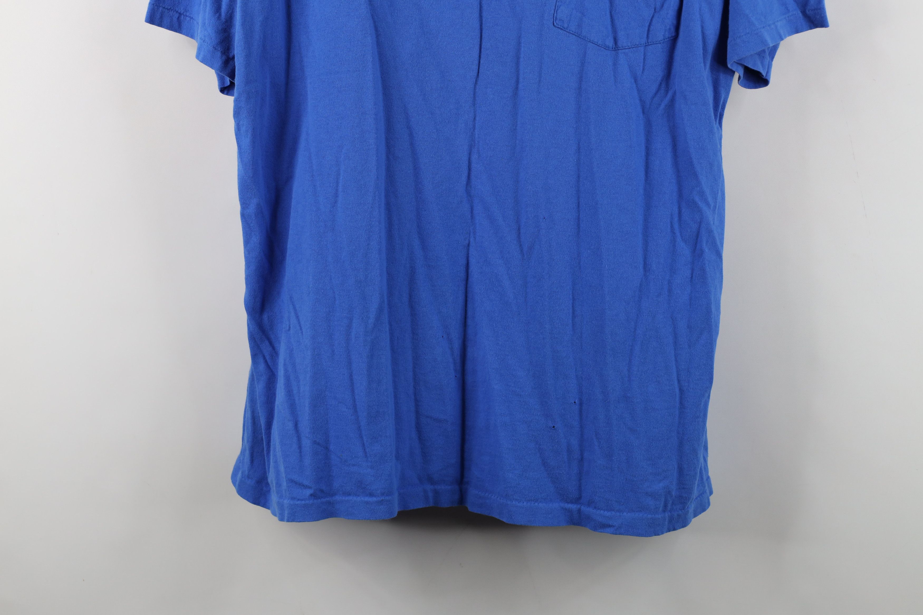 Hanes Vintage 90s Hanes Blank Cotton Pocket T-Shirt Royal Blue Size US XL / EU 56 / 4 - 3 Thumbnail