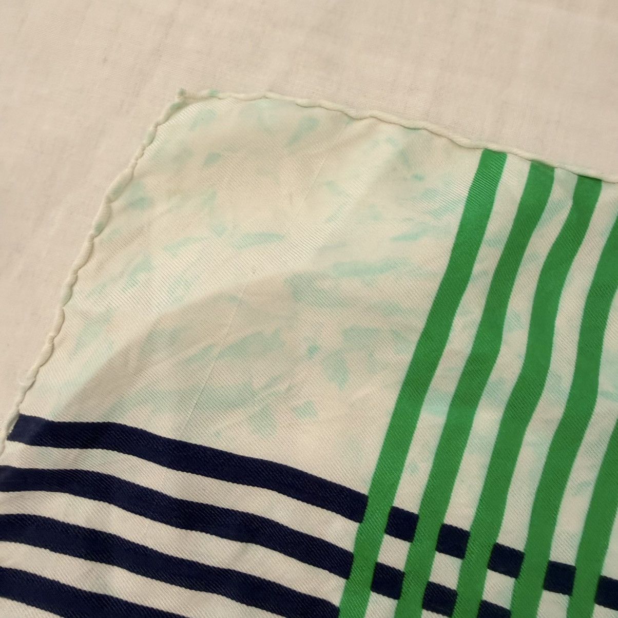 Yves Saint Laurent Vintage YSL Silk Scarf 33x33 Green Blue Check Stripe Size ONE SIZE - 10 Thumbnail