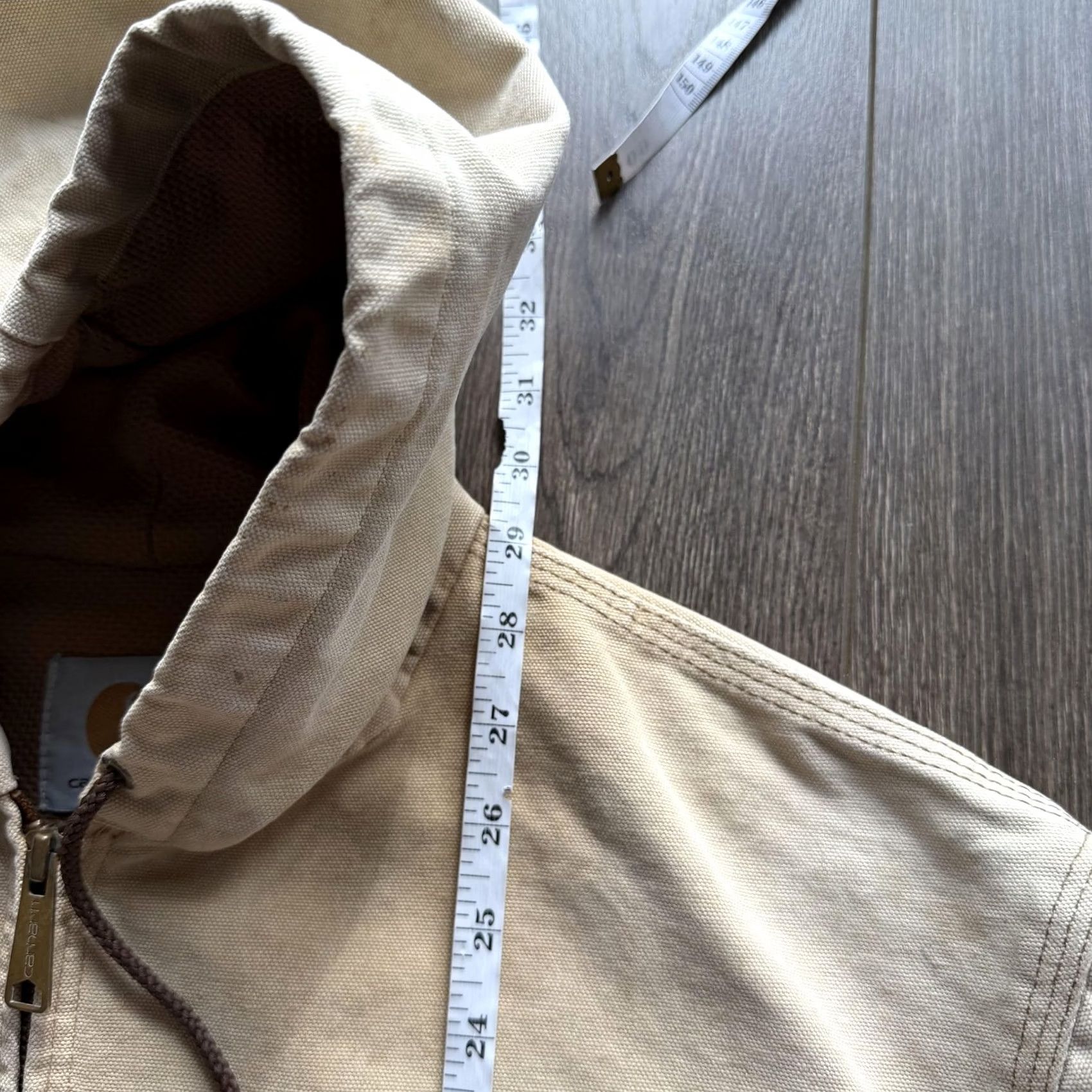 Carhartt VINTAGE Carhartt Jacket Mens Large Beige Duck Canvas Hooded Bomber Zip Front Workwear Insulated Lined Pockets Size US L / EU 52-54 / 3 - 8 Thumbnail