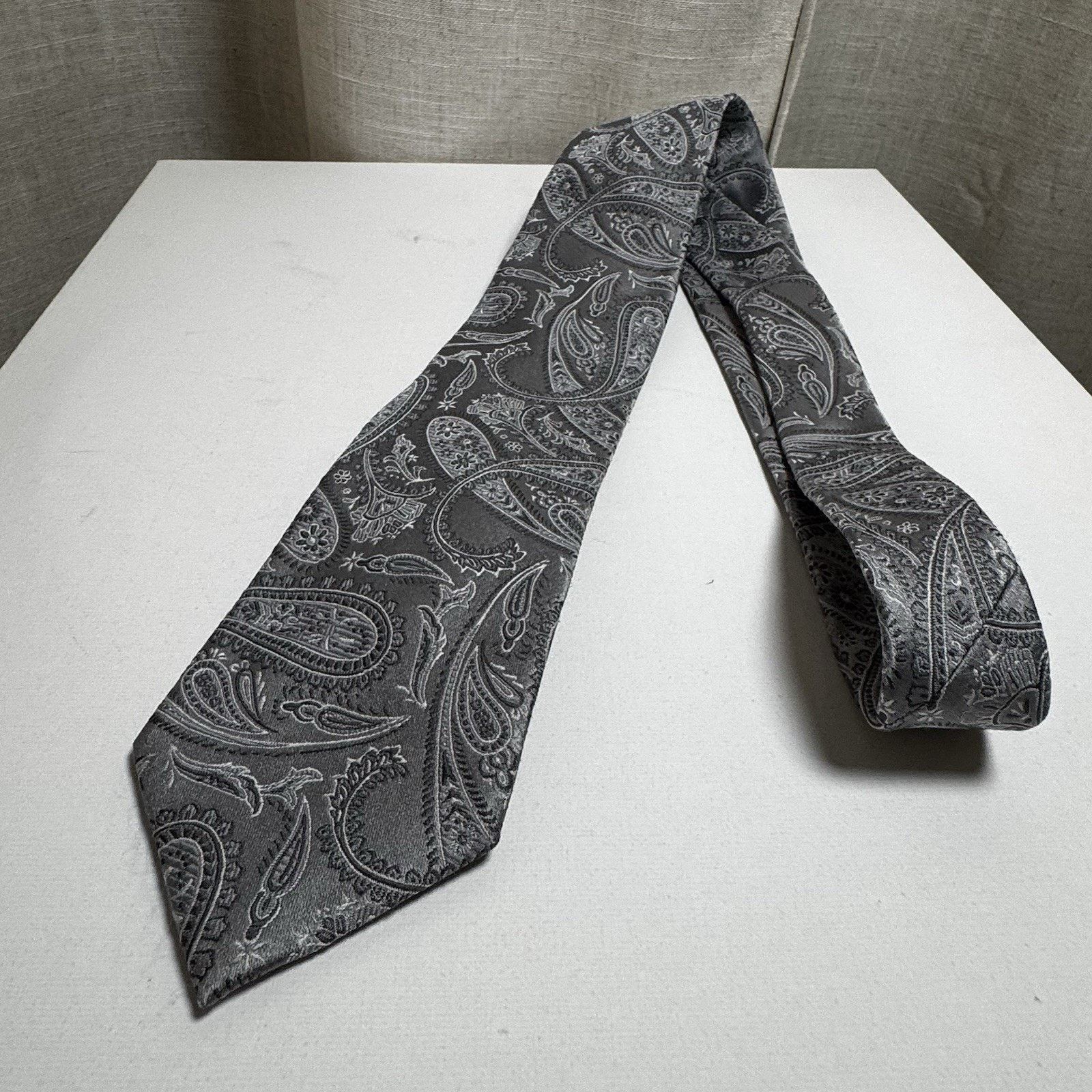 Stafford Stafford Essentials Silver Gray Paisley Silk Tie Size ONE SIZE - 11 Thumbnail