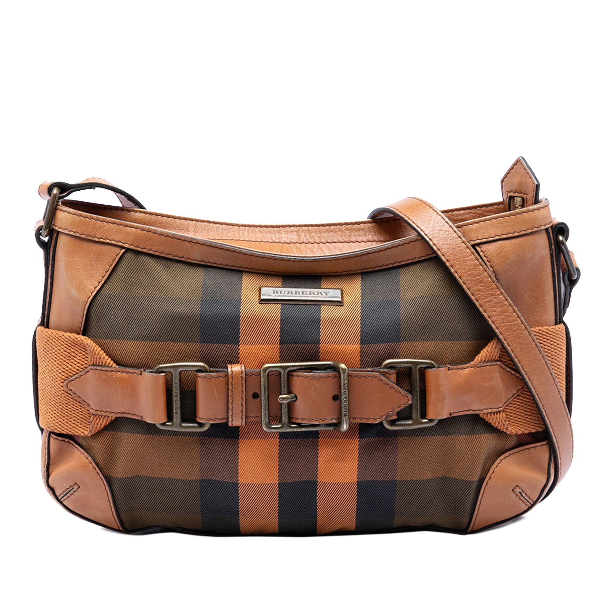 Burberry Mega Check Canvas and Leather Belted Crossbody Size ONE SIZE - 1 Thumbnail