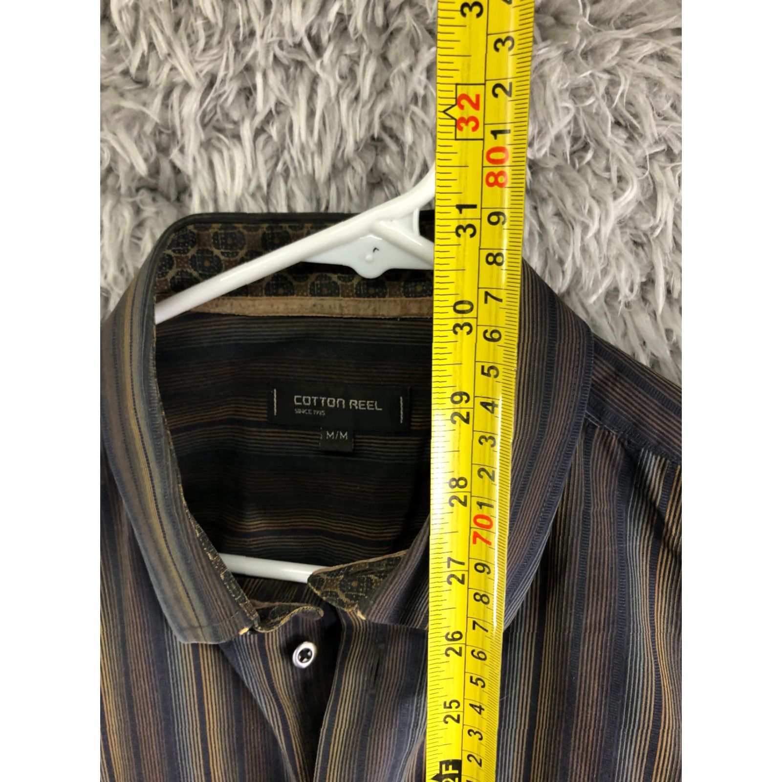 Vintage Cotton Reel Shirt Mens M Brown Stripe Long Sleeve Point Collar Button-Up Size US M / EU 48-50 / 2 - 5 Thumbnail