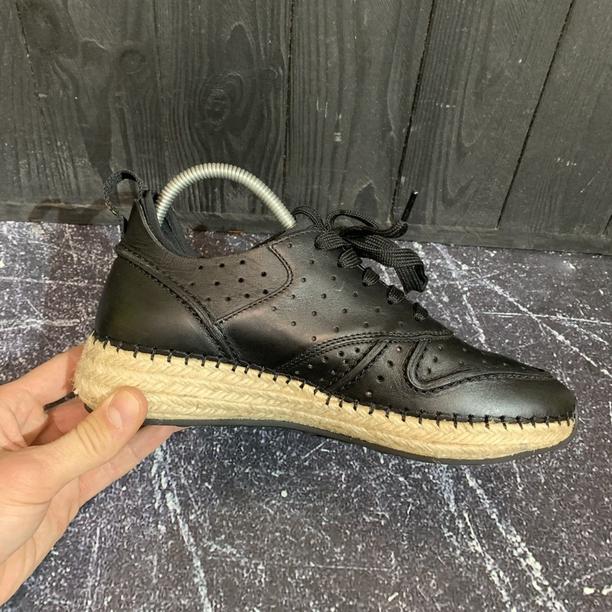 Tod's Tod’s Black Leather Sneakers With Rope Heel Size 36.5 Size US 6.5 / IT 36.5 - 10 Thumbnail