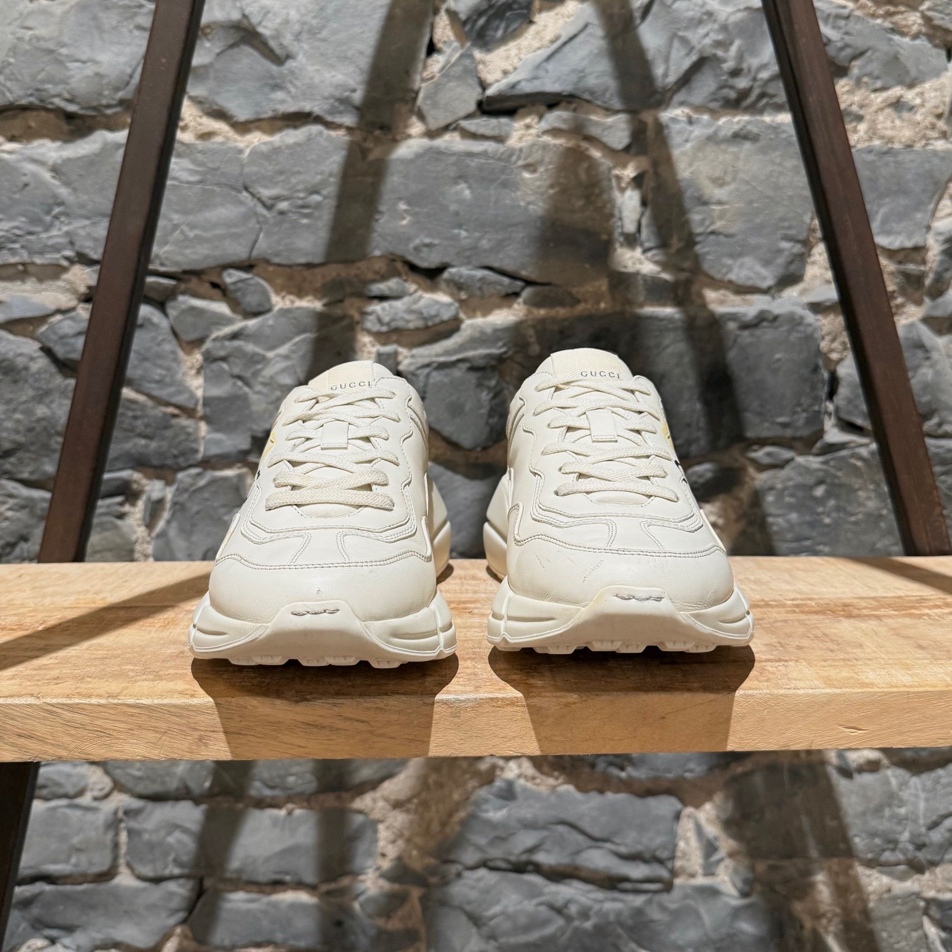 Gucci Gucci Ivory "Vintage" Square Logo Rhyton Chunky Sneakers Size US 8 / EU 41 - 2 Thumbnail