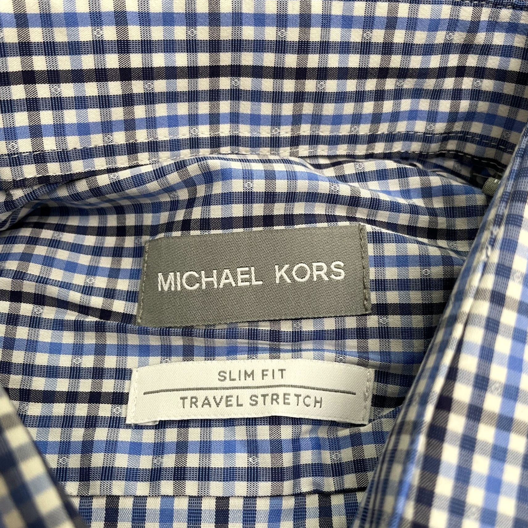 Michael Kors Michael Kors Slim Fit Travel Stretch Dress Shirt Mens 15 1/2 Medium Multi Plaid Size 40R - 3 Thumbnail