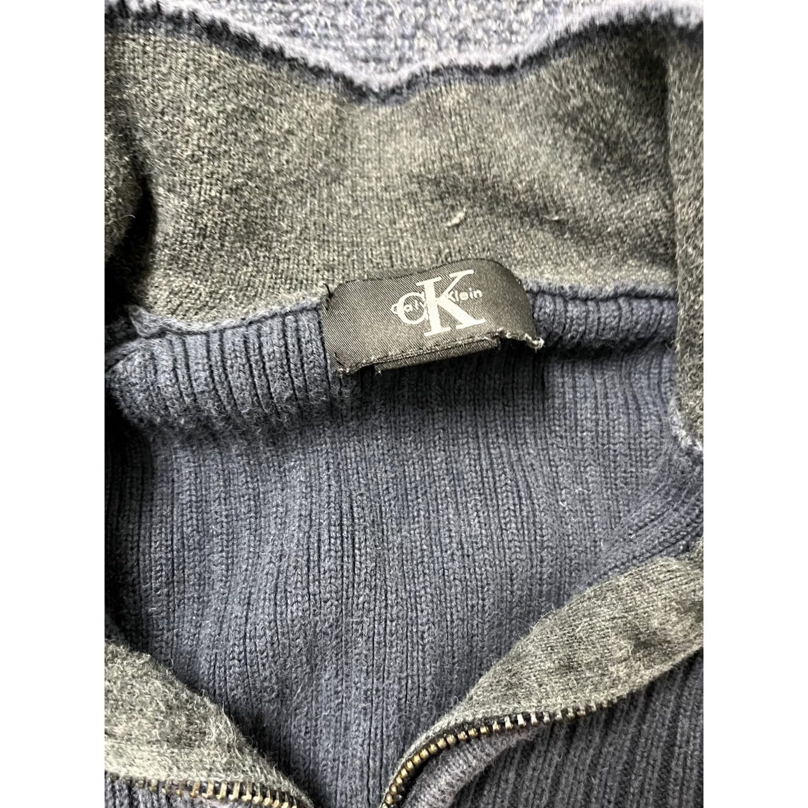 Calvin Klein Calvin Klein Sweater Mens Large Gray Ribbed Half Zip Mock Neck Pullover Size US M / EU 48-50 / 2 - 2 Thumbnail