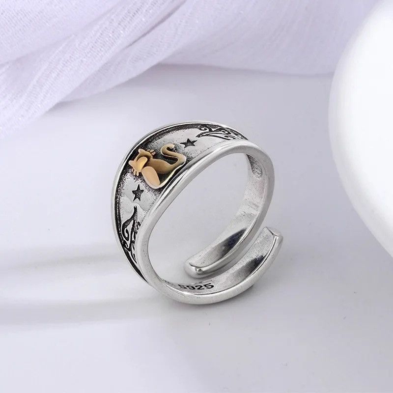 Jewelry Lovely Cat Animal Retro Ring Size ONE SIZE - 6 Thumbnail