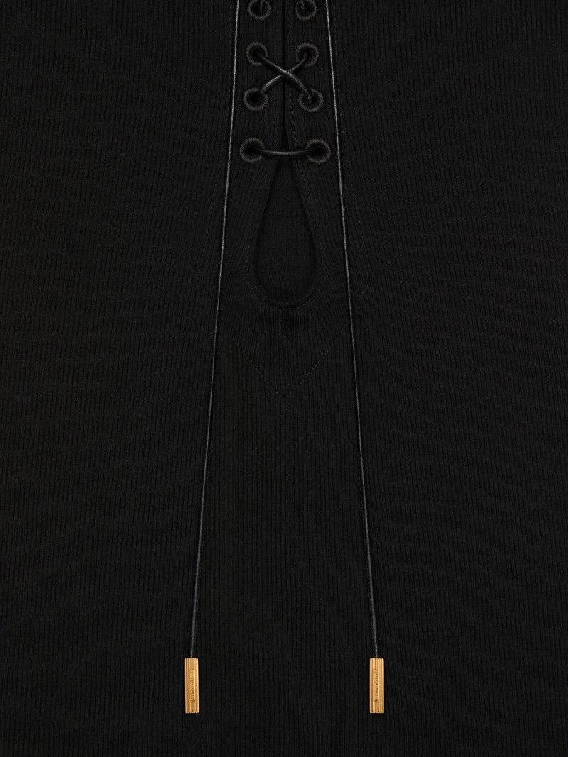 Givenchy o1w1db10326 Lace Up Tank Top in Black Size XS / US 0-2 / IT 36-38 - 4 Thumbnail