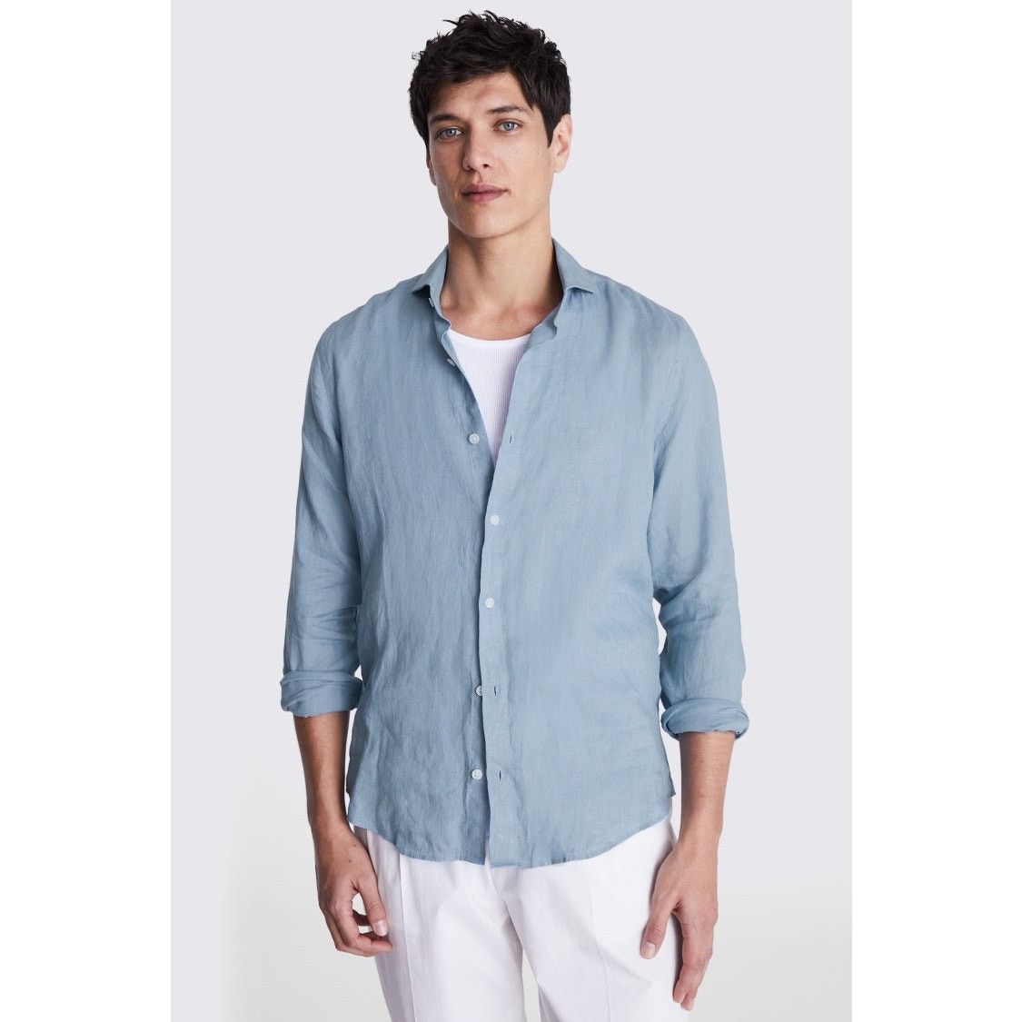 Other Moss Bros Blue Linen Button Down Shirt sz L Size US L / EU 52-54 / 3 - 1 Thumbnail