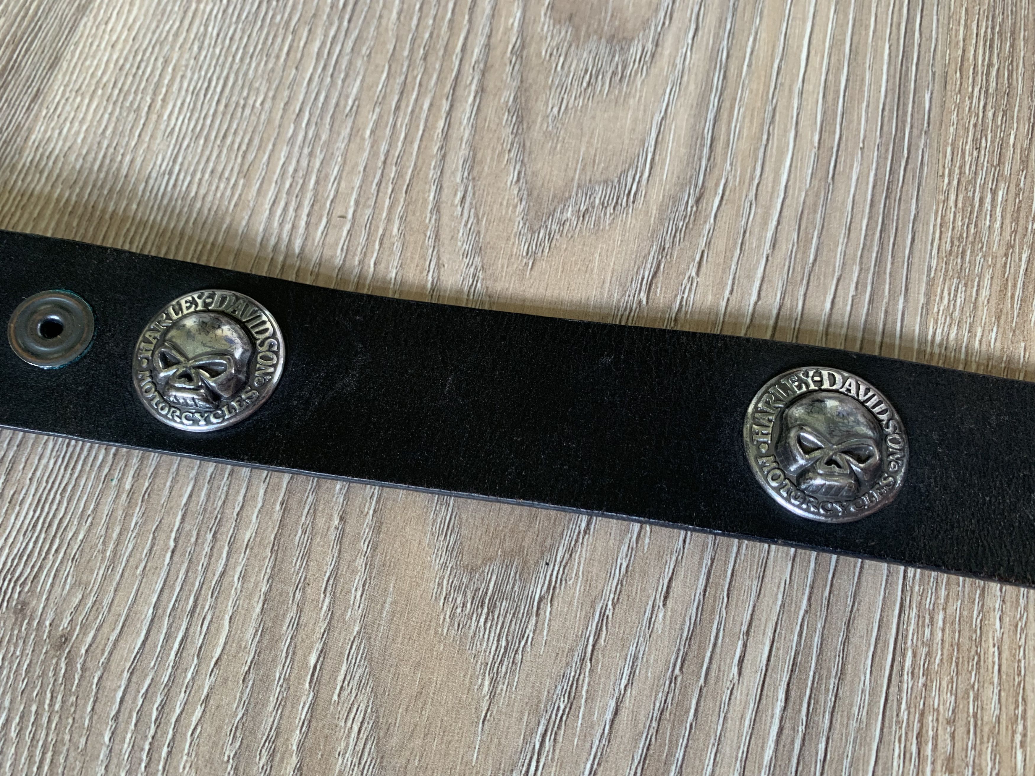 Harley Davidson × Vintage Harley Davidson Skull Black Unisex Leather Belt Size ONE SIZE - 7 Thumbnail