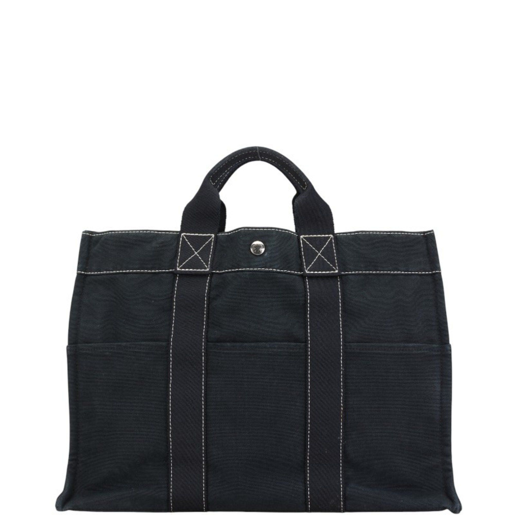 Hermes Foult Tote Mm Bag Black Canvas Women's Hermes