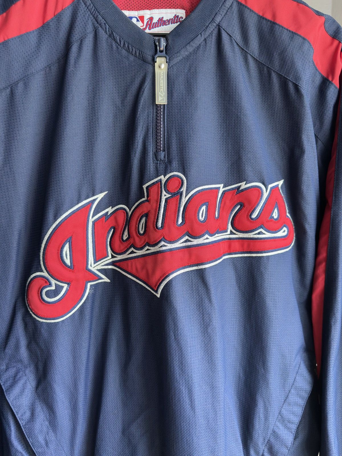 Majestic Vintage Majestic MLB Indians Nylon Pullover Navy Blue Size US M / EU 48-50 / 2 - 3 Thumbnail