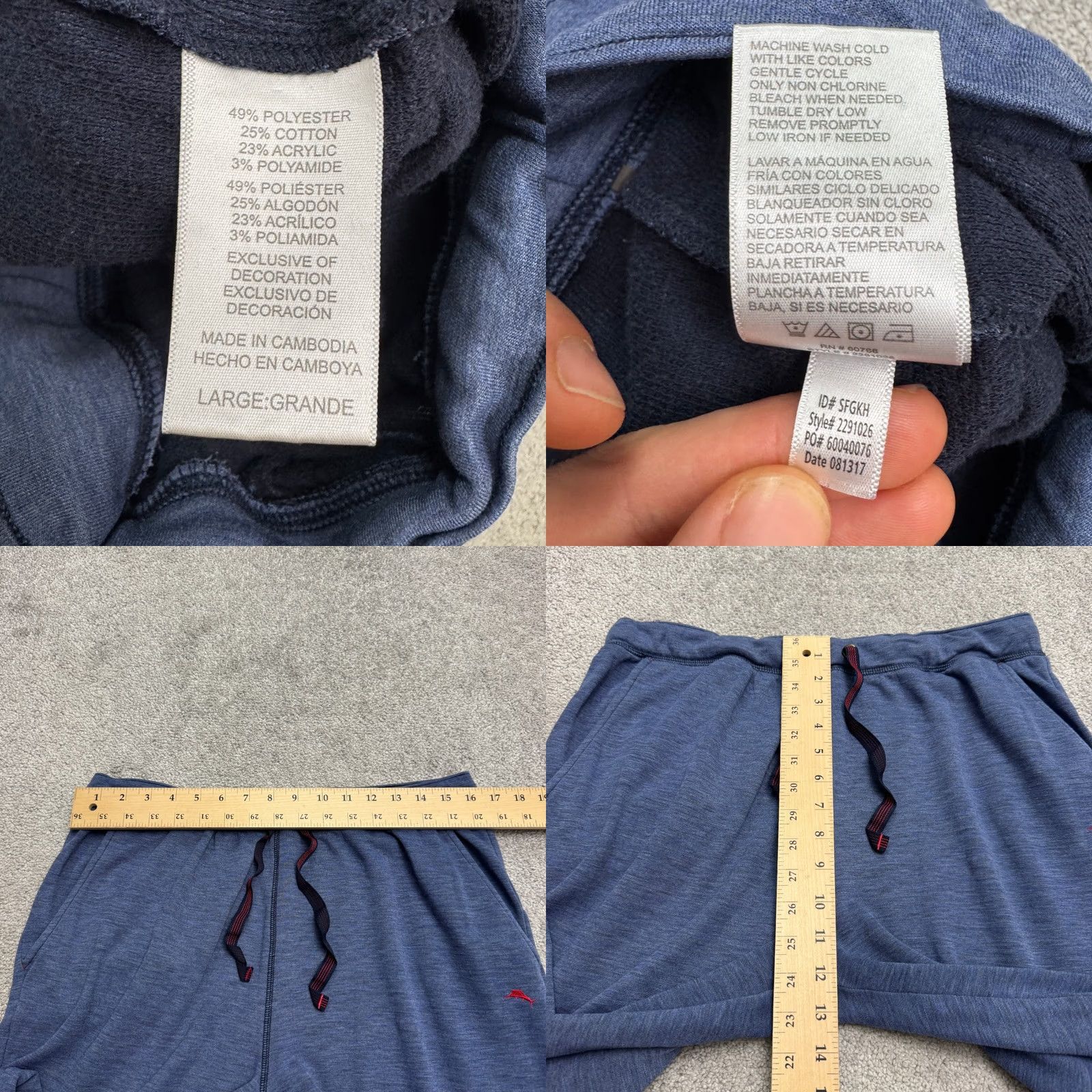 Tommy Bahama Tommy Bahama Mens Large Blue Lounge Sweatpants Stretch Casual Everyday Heather Size US 33 - 8 Thumbnail