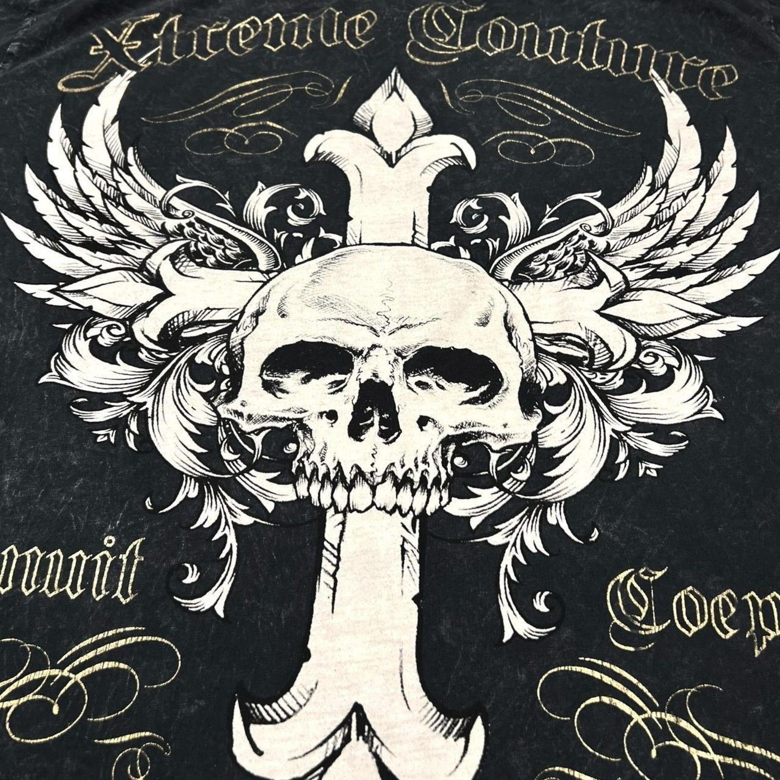 Affliction Xtreme Couture Vintage Affliction Y2K Cross Grunge Shirt Size US XXL / EU 58 / 5 - 2 Thumbnail