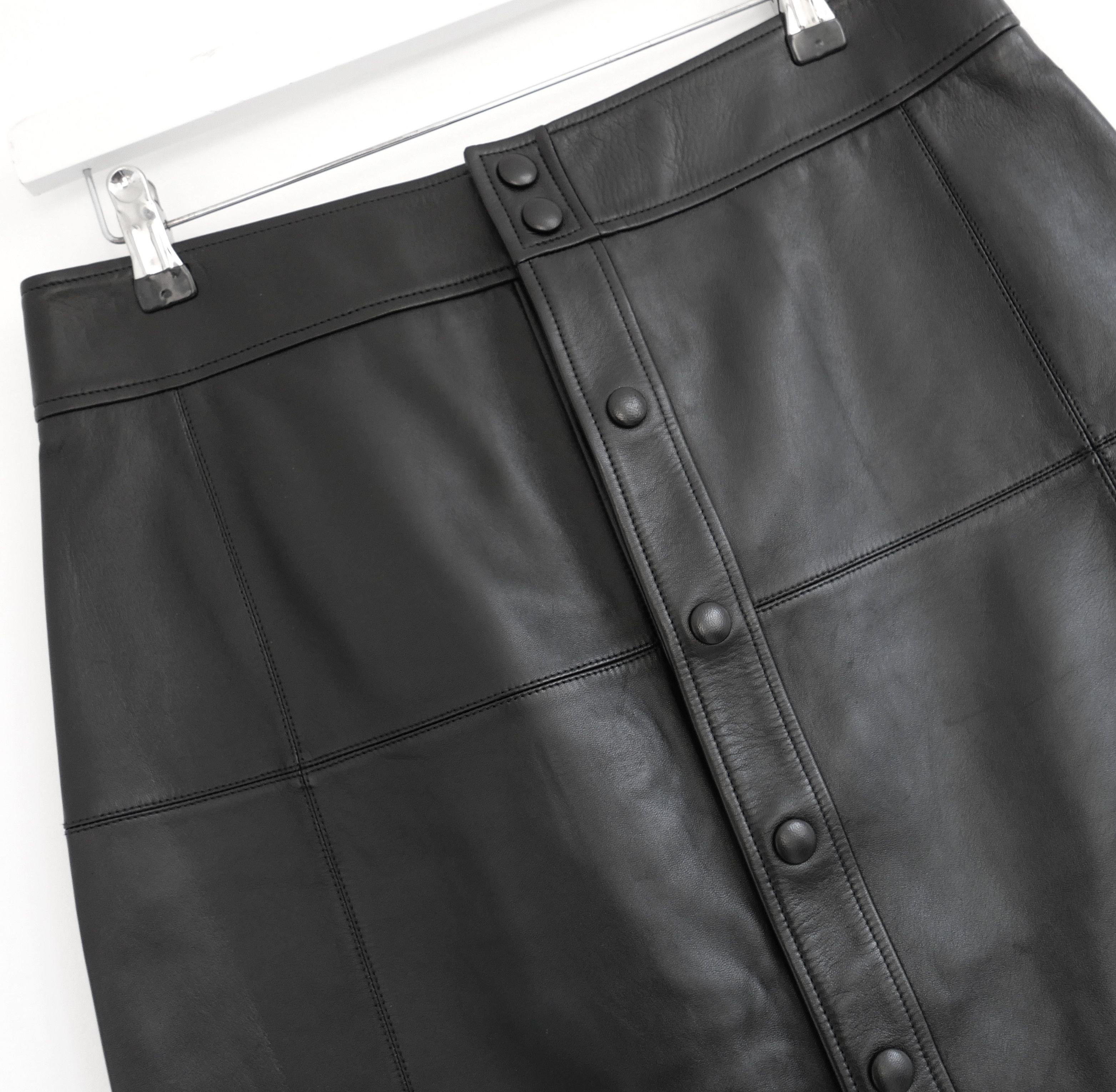 Saint Laurent Paris Saint Laurent Button Front Leather Skirt Pre-Fall 2020 Size 30" / US 8 / IT 44 - 3 Thumbnail