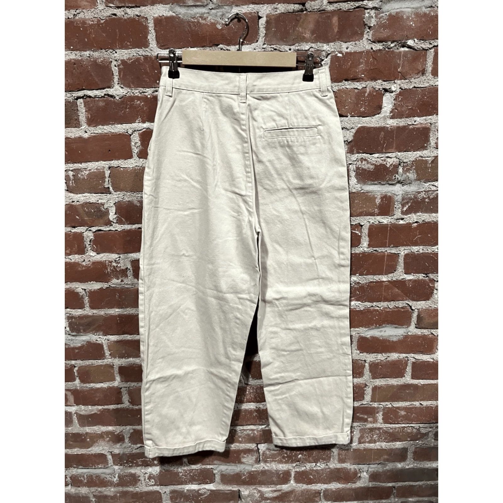 Oak + Fort Oak Fort Pants Womens Ivory Wide-Leg Cropped Size 6 Regular Cropped 25in Inseam White Color Size 28" / US 6 / IT 42 - 2 Thumbnail