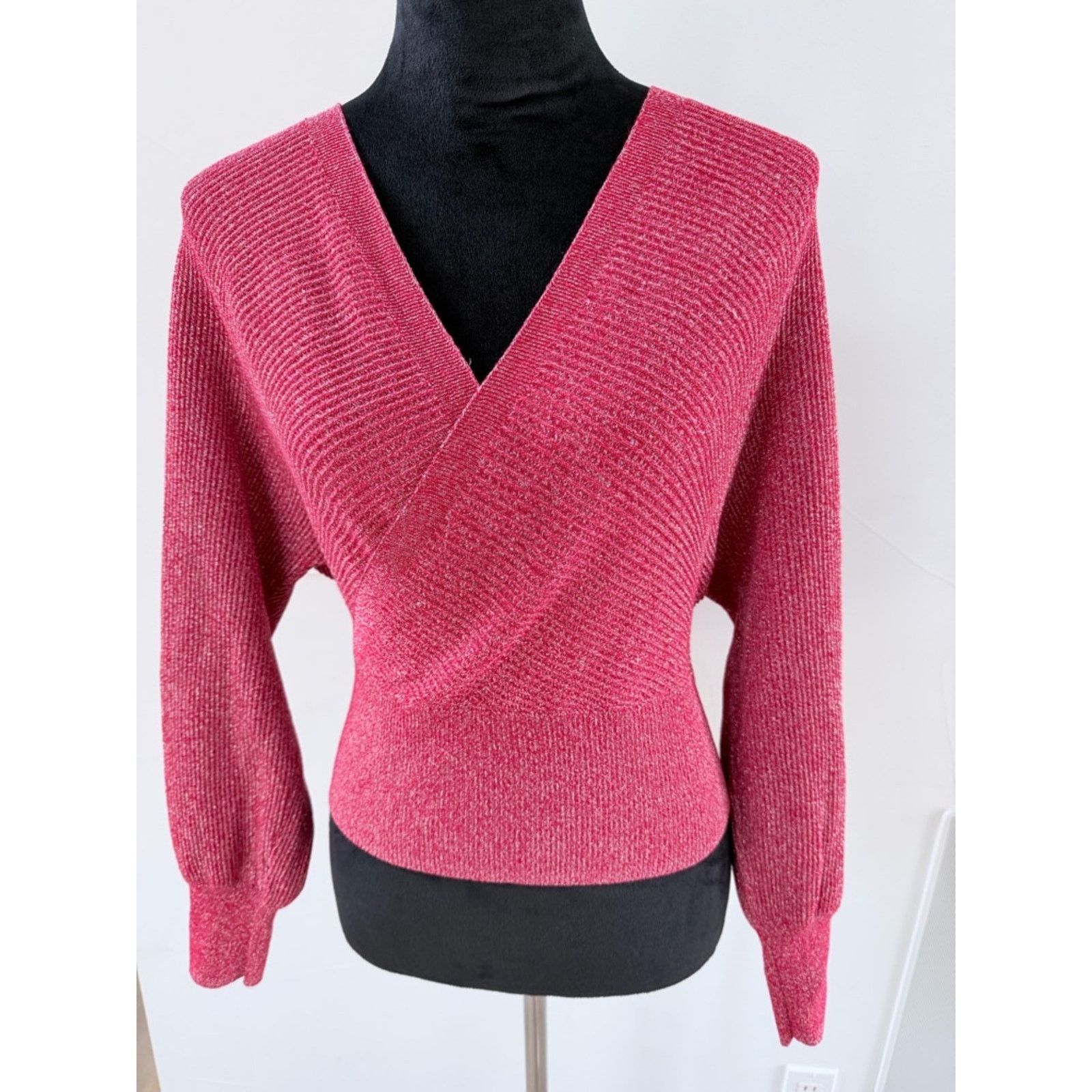 Other Women's red with silver threads shimmery Wrap Sweater size S Size S / US 4 / IT 40 - 7 Thumbnail