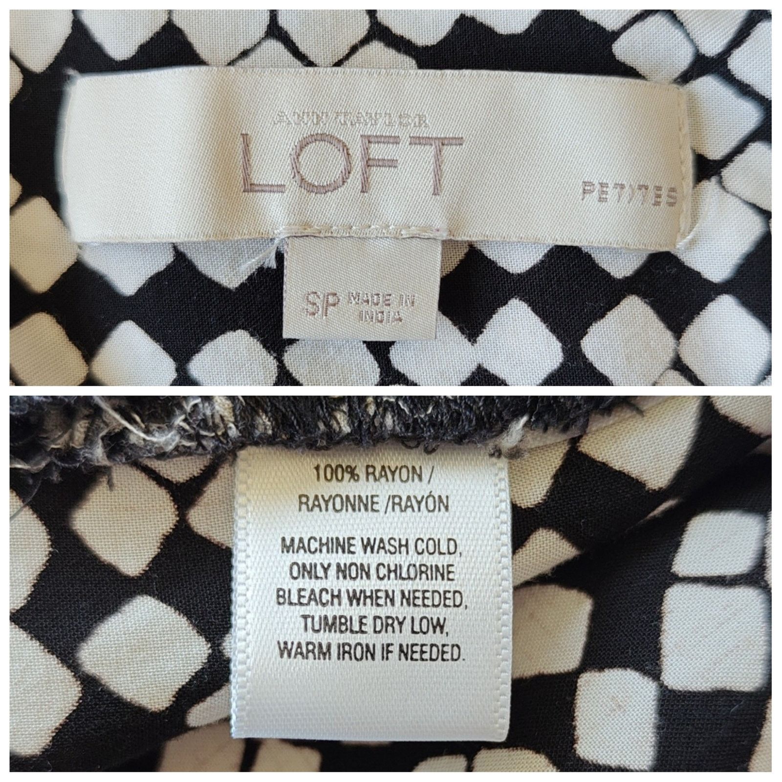 Loft Ann Taylor LOFT diamond print tie waist shirt dress sz SP Size S / US 4 / IT 40 - 8 Thumbnail