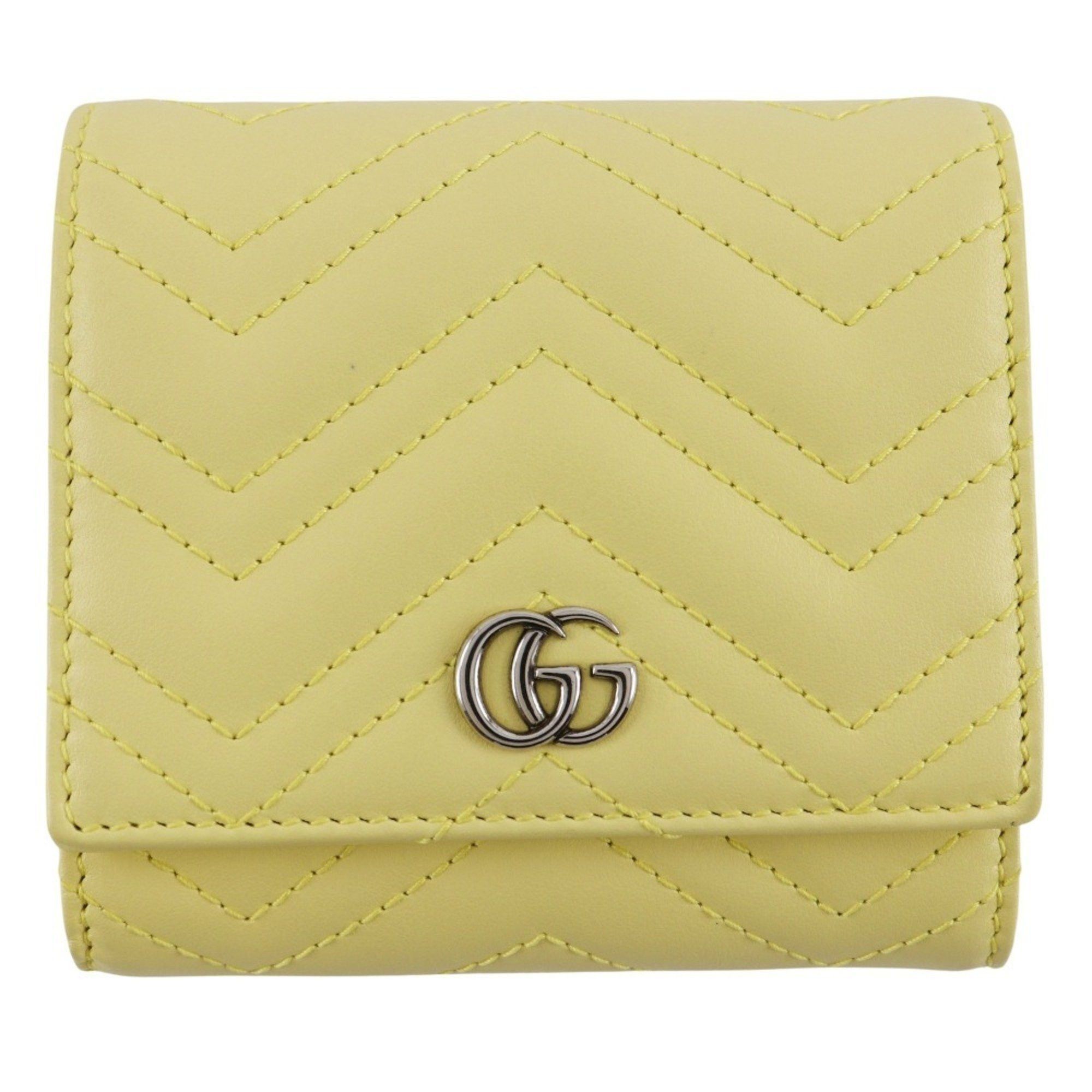 Gucci GG Marmont Wallet Bi-fold Wallet 598629 Leather Made in Italy Snap Button Women's