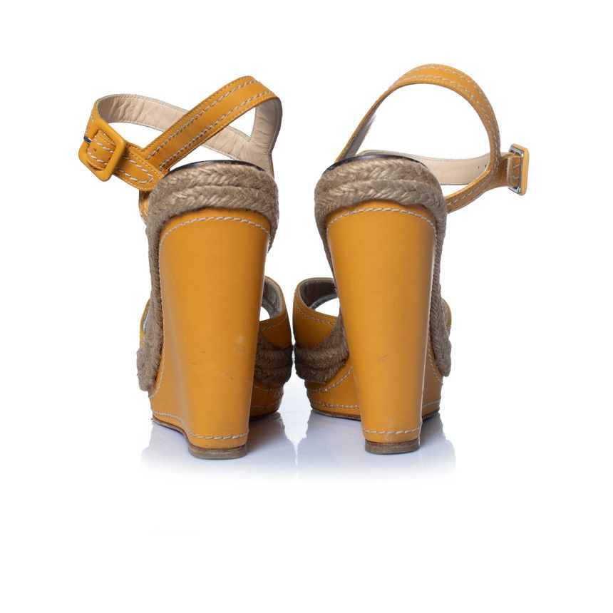 Christian Louboutin Christian Louboutin, ochre leather wedge sandals Size US 10 / IT 40 - 9 Thumbnail