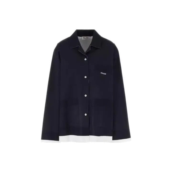 Miu Miu Miu Miu Blue Button-Up Long Sleeve Shirt 0079 Size M / US 6-8 / IT 42-44 - 1 Thumbnail