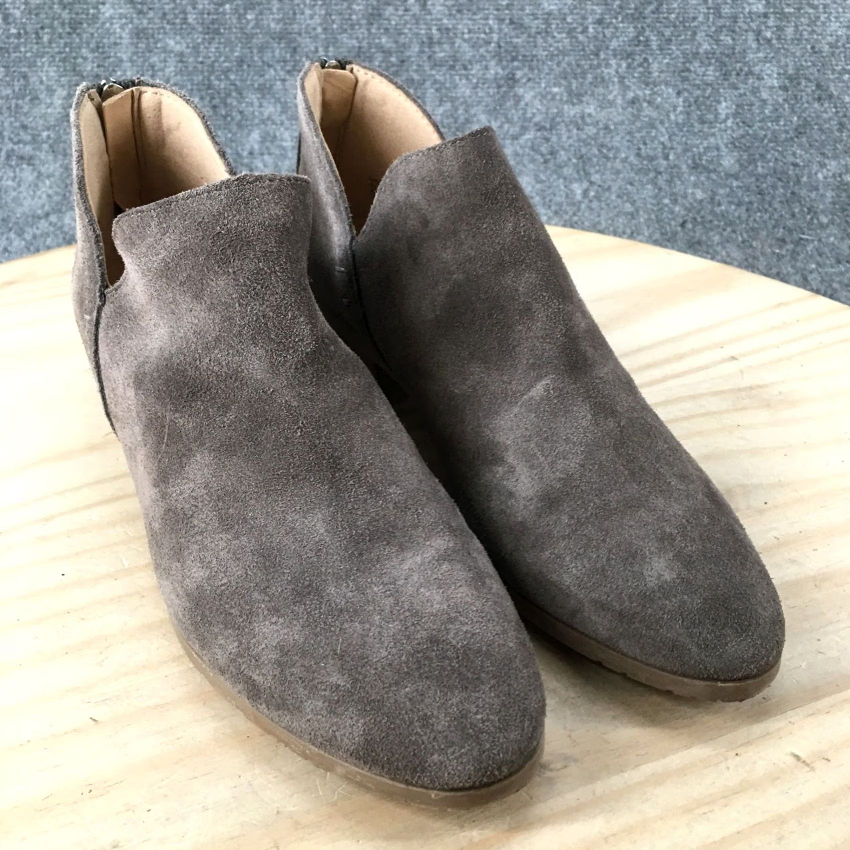 Vintage Reaction Kenneth Cole Boots Womens 8 Side Skip Ankle Booties Beige Leather Zip Size US 8 / IT 38 - 3 Thumbnail