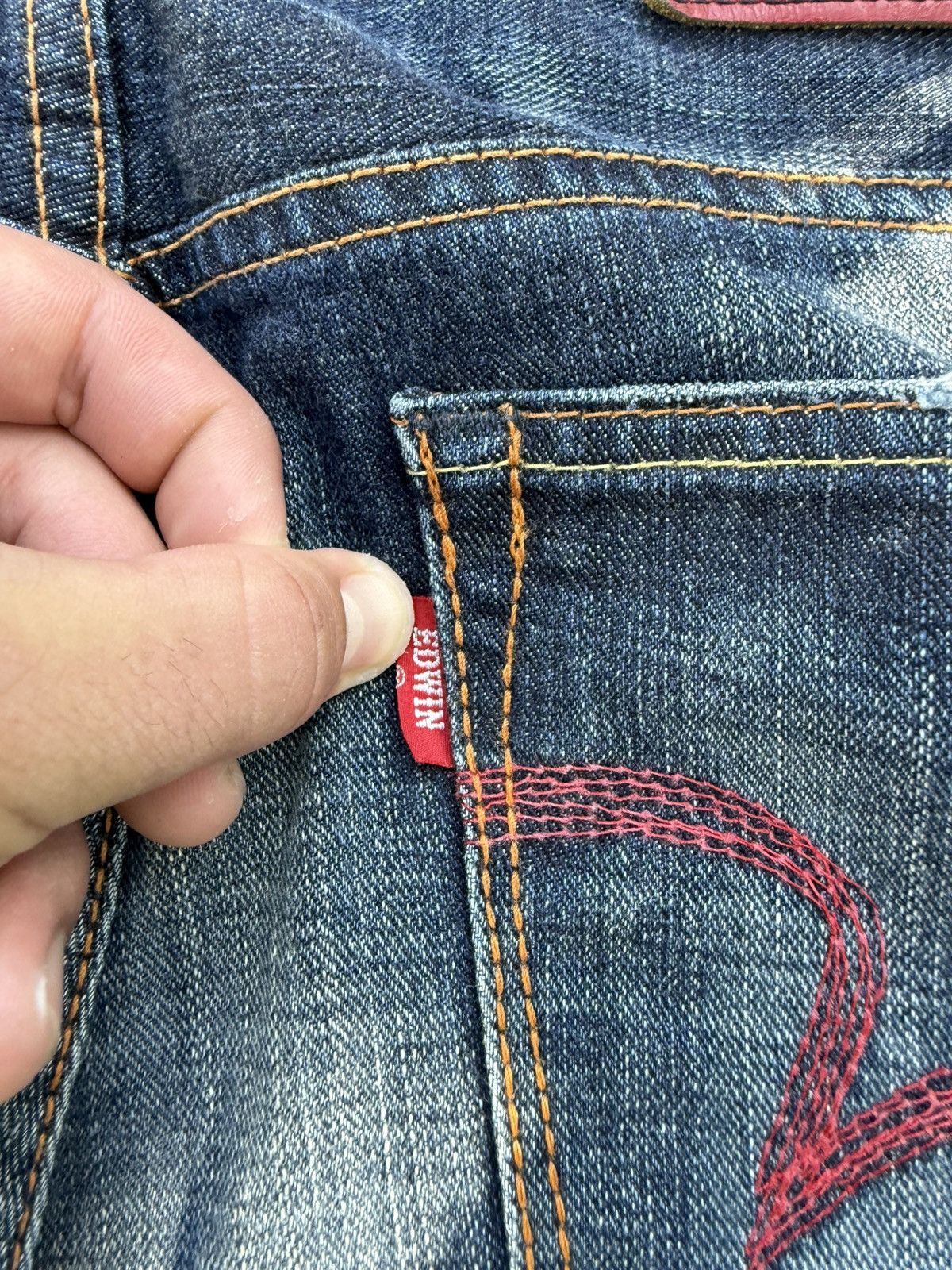Edwin × Vintage 90’s EDWIN 503 JAPANESE BRAND POCKET LOGORETRO SALVEGE DENIM Size US 32 / EU 48 - 8 Thumbnail